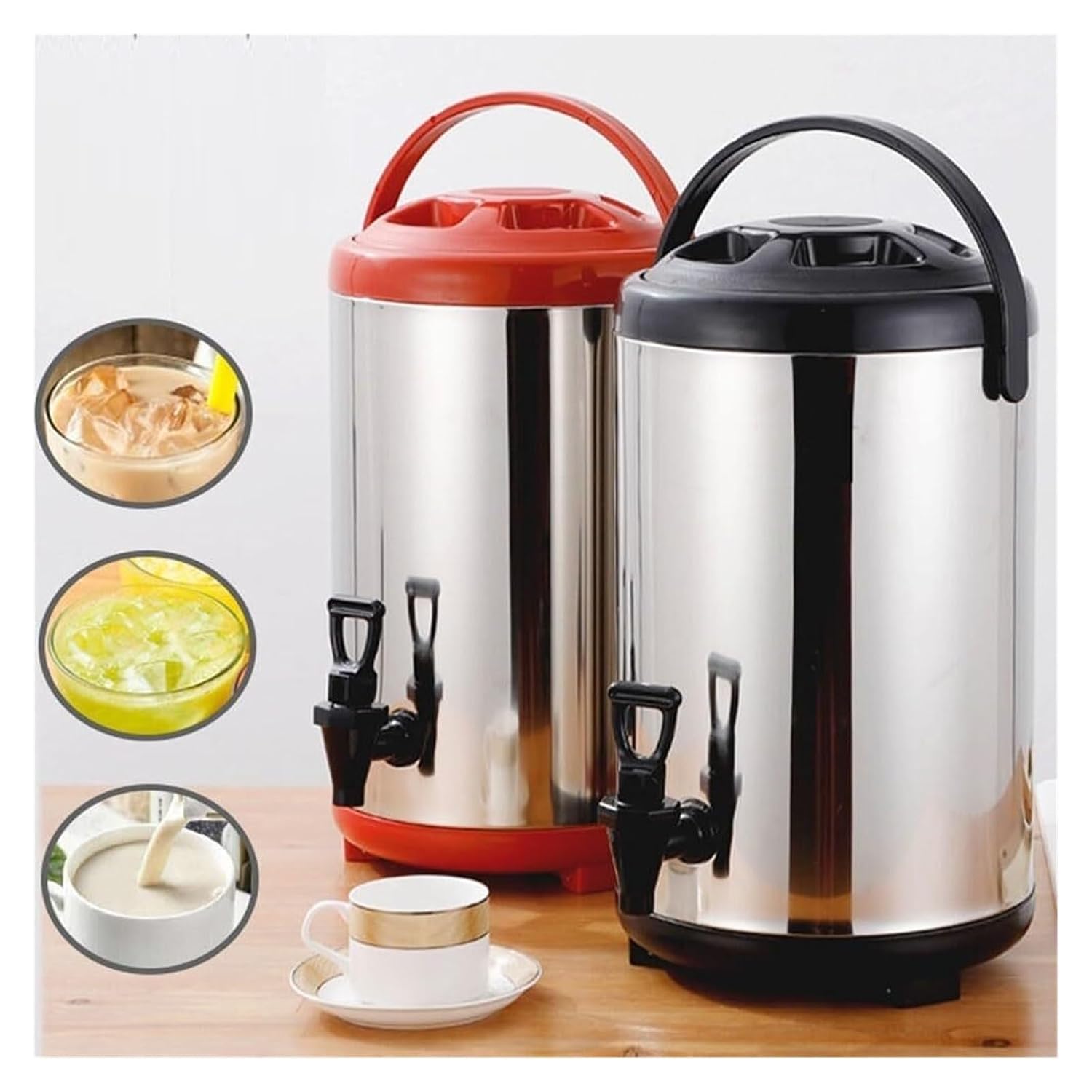 Commercial Hot Water Dispenser, 6-12L Insulated Stainless Steel Water Urn with Faucet, Portable Heat Retention Barrel for Coffee, Tea, Milk Tea, Office, Cafe, Events
