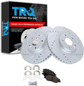 TRQ Performance Front Brake Pad and Rotor Set Ceramic Coated Drilled Slotted Rotors Compatible with 2017-2018 Hyundai Santa Fe 2019 Santa Fe XL