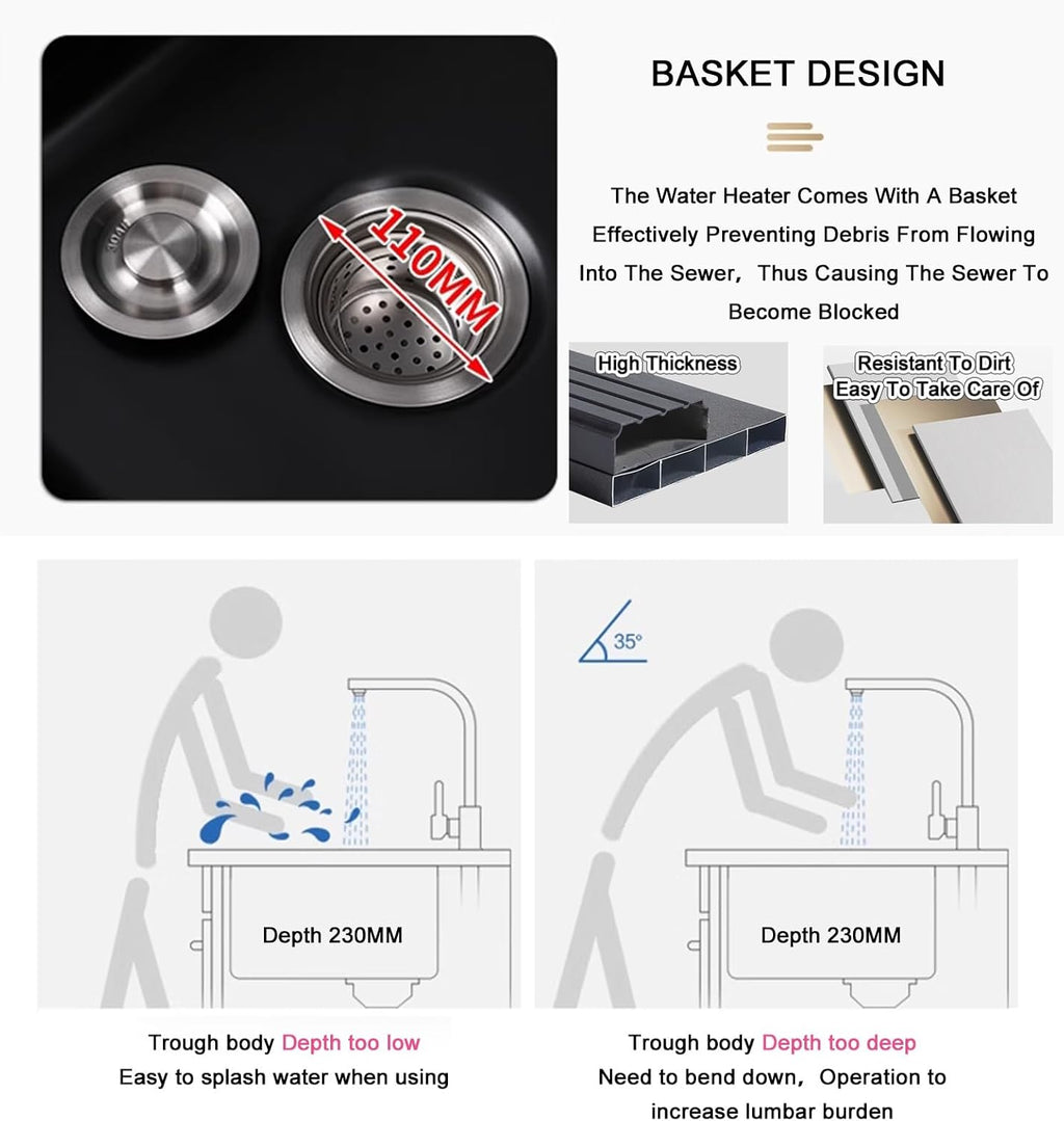 Stainless Steel Utility Sink Kitchen Sink and Cabinet, 31.4' Outdoor Sink Station, Single Bowl Kitchen Sink with Pull-Down Cold and Hot Water Faucet,Hoses and Drain Kit for Kitchens