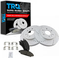 TRQ Performance Front Brake Pad & Rotor Set Ceramic Coated Drilled Rotors for 05-06 Chevrolet Silverado GMC Sierra 1500 07 1500 Classic Cadillac Escalade Avalanche Suburban Yukon XL 1500 Tahoe