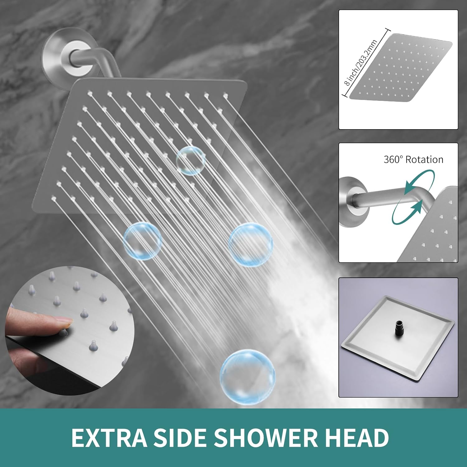 Dual Shower Heads Shower System with 12 Inch Ceiling Rainfall Shower Head and 8 Inch Side Shower Head Digital Display Shower Fixtures Luxury Shower Faucet Set,Brushed Nickel