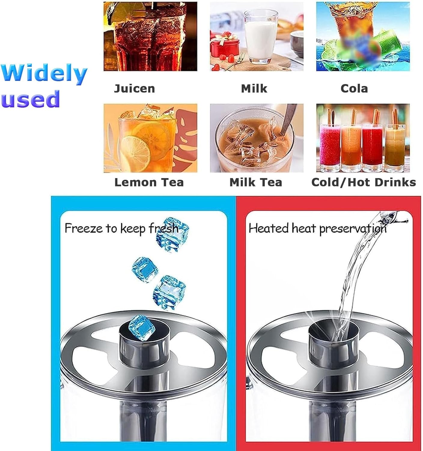 Cold and Hot Beverage Dispenser with Ice Container, Commercial 6.6 Gallon Stainless Steel Drink Dispensers Machine with Faucet for Hot Tea & Coffee, Cold Milk, Water, Juice,Silver