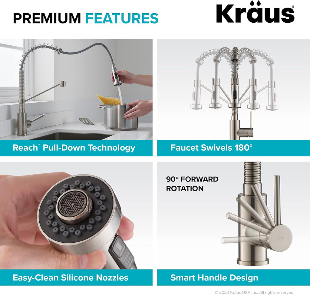 KRAUS Spot Free Bolden™ 18-Inch Commercial Kitchen Faucet with Soap Dispenser in All-Brite™ Antique Champagne Bronze Finish