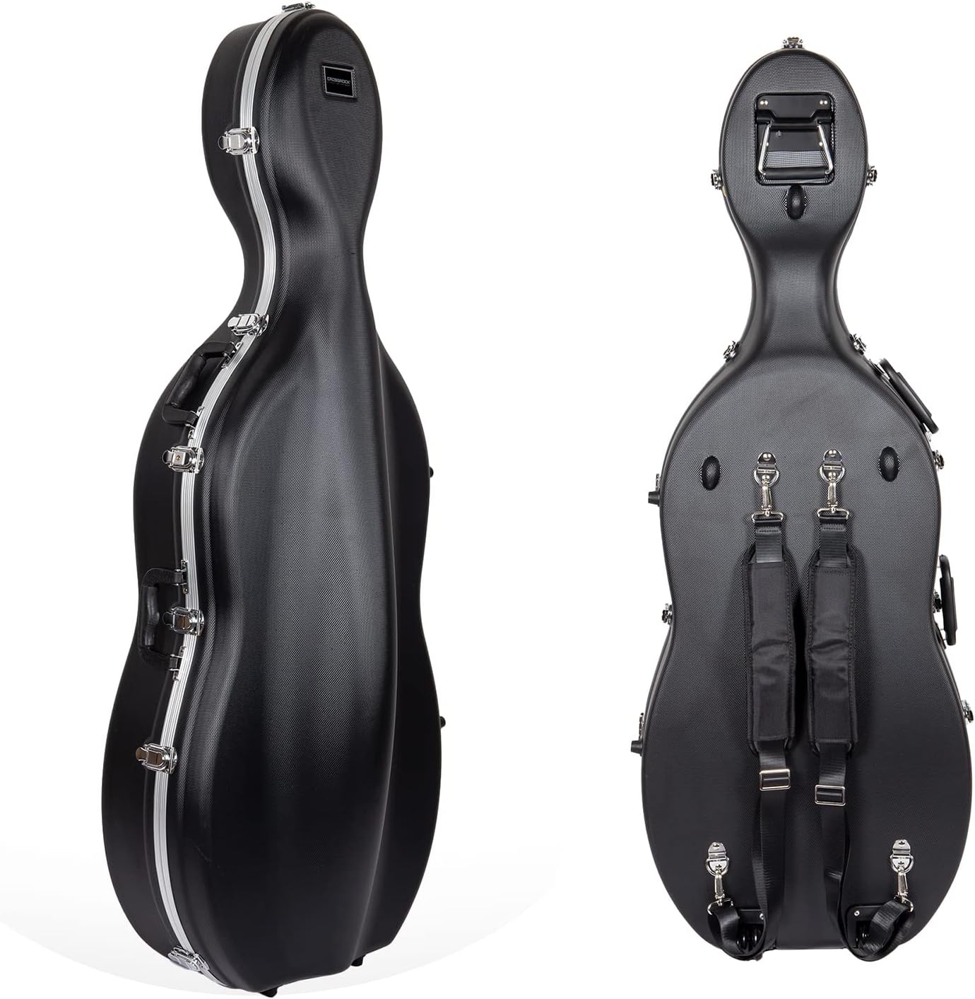 Crossrock ABS Cello Case for 4/4 or 3/4 Size | Matte Black Diamond Texture, Lightweight Shell with Wheels – Built for Daily Transport & Student Use