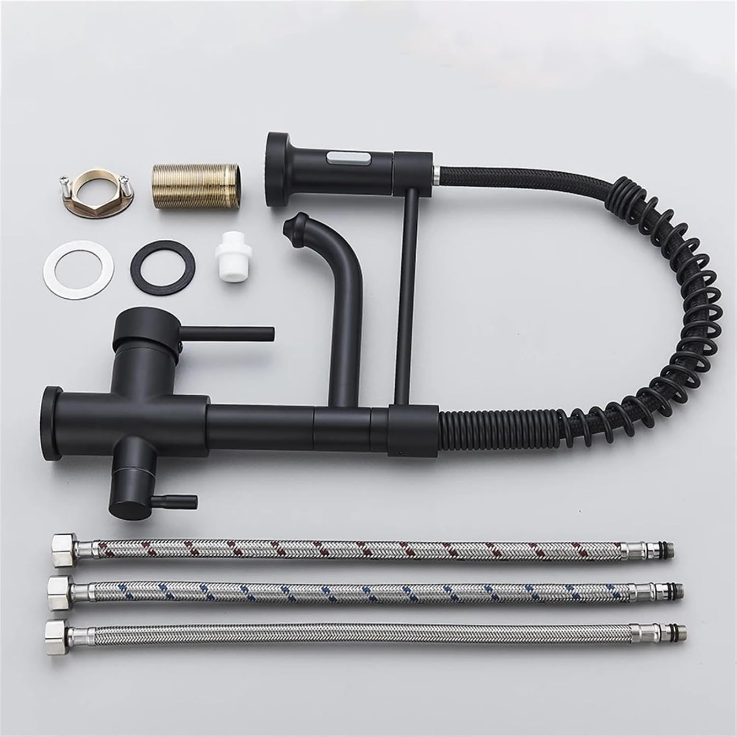 Kitchen Water Filter Faucet Dual Spout Filter Drinking Water Mixer Tap Rotation Taps(Golden)