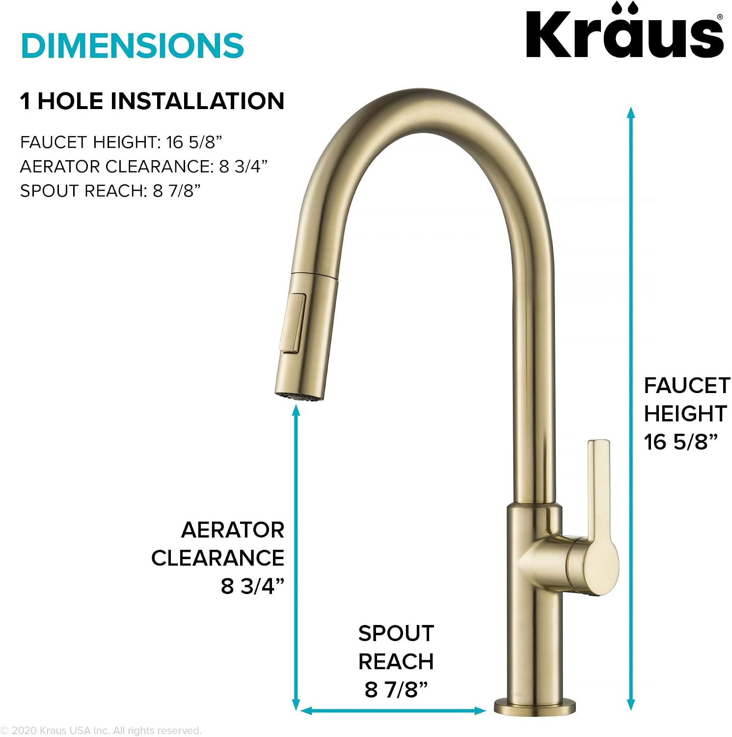 KRAUS Oletto Single Handle Pull Down Kitchen Faucet in Spot Free Antique Champagne Bronze, KPF-2820SFACB