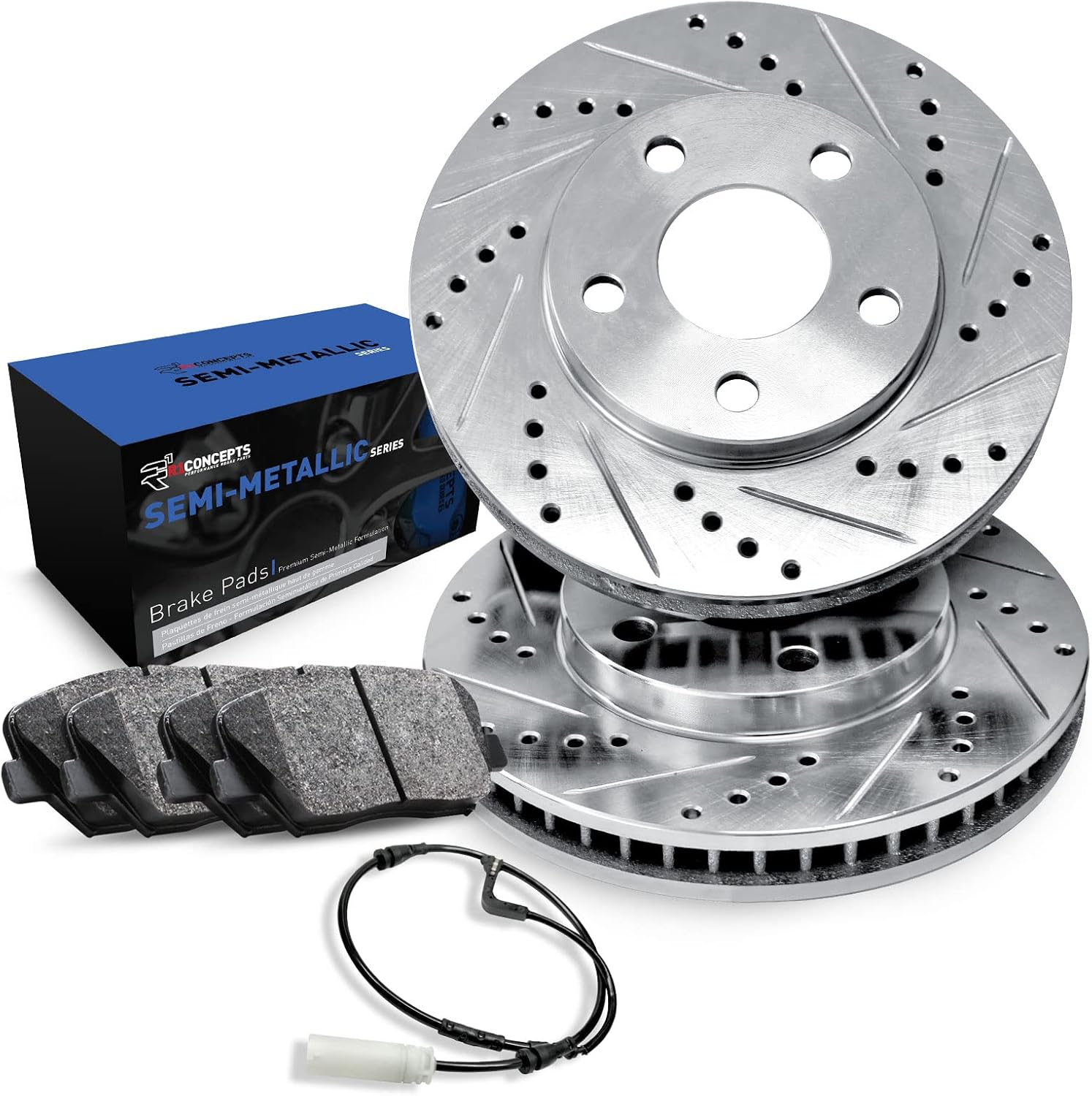 R1 Concepts Front Brakes and Rotors| Automotive Replacement Brake Kits| Front Semi Met Brake Pads and Rotors Kit| Fits 2015-2020 Audi A3; 2016-2021 Audi TT; 2022 Volkswagen Taos