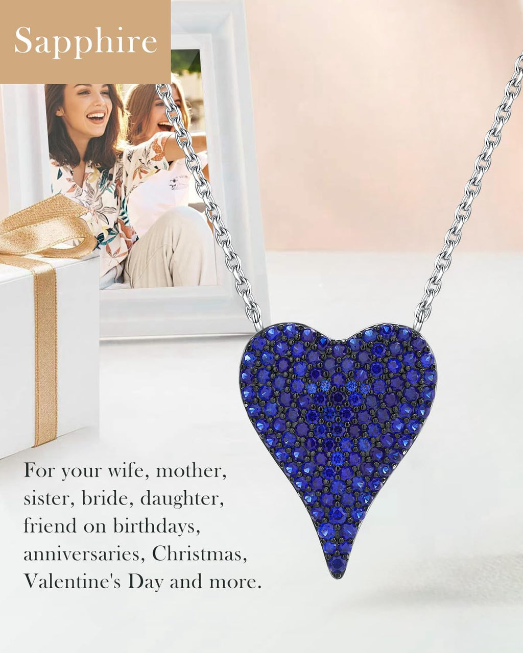 14K Gold Plated Silver Pave Birthstone Pendant Necklace for Women