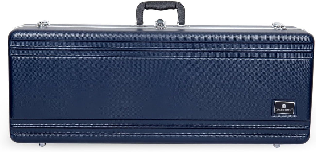 Crossrock ABS Tenor Saxophone Case – Rectangular Blue Diamond Texture, Deep Blue Velvet Interior, Security Lock & Detachable Strap