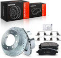 A-Premium 12.83 inch(326 mm) Rear Drilled and Slotted Disc Brake Rotors + Ceramic Pads Kit Compatible with Select Ford Models - Excursion 00-05, For F-250 Super Duty 99-04, For F-350 Super Duty 99-04