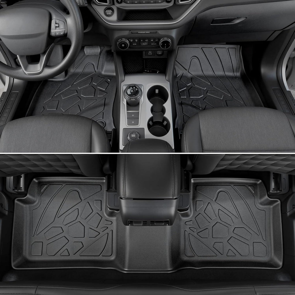 Floor Mats for Ford Bronco Sport 2021-2026, All Weather Floor Mats Trunk Cargo Liner with Backrest Protectors and Door Sill Guards Accessories, Full Coverage Set (Fit Compact Spare Tire)