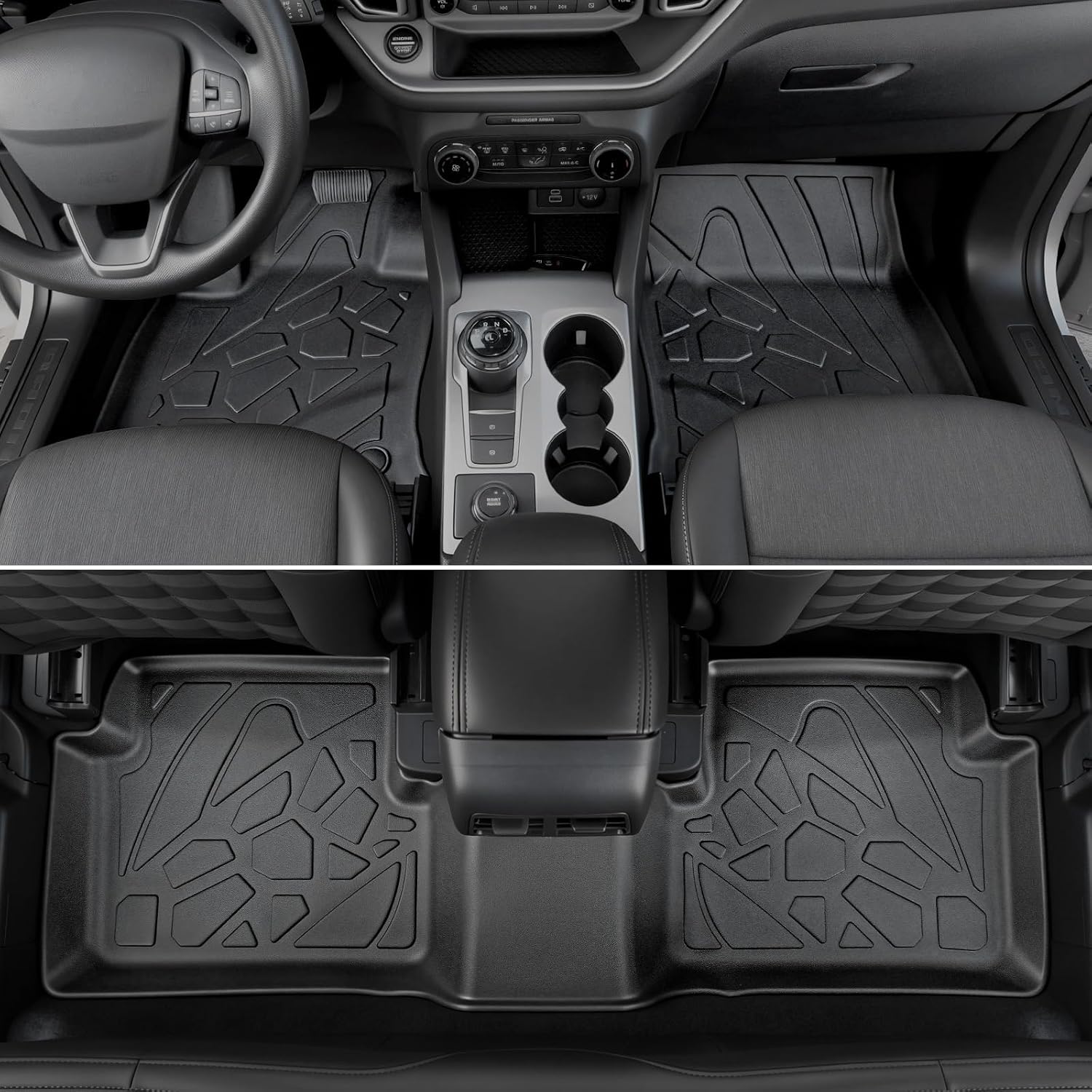 Floor Mats for Ford Bronco Sport 2021-2026, All Weather Floor Mats Trunk Cargo Liner with Backrest Protectors and Door Sill Guards Accessories, Full Coverage Set (Fit Compact Spare Tire)