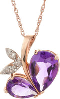 Galaxy Gold GG 4.06 CT. 14k Yellow Gold Modern Heart Necklace with Natural Diamonds and Amethysts