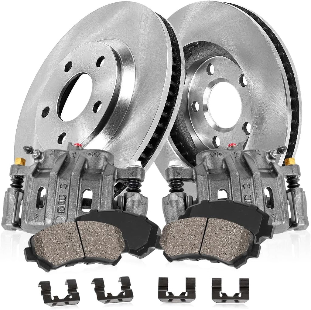 Callahan Brake Parts Front Brake Kit For Jeep Grand Cherokee 1999-02 - Disc Rotors with Ceramic Brake Pads + OE Calipers, EBYOEC02148