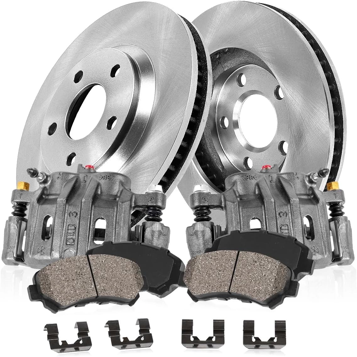 Callahan Brake Parts Front Brake Kit For Jeep Grand Cherokee 1999-02 - Disc Rotors with Ceramic Brake Pads + OE Calipers, EBYOEC02148