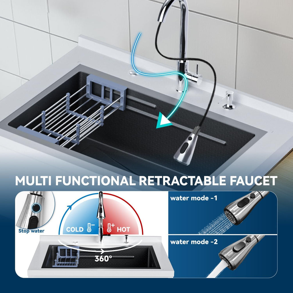 29' Freestanding Utility Sink，Heavy Duty Stainless Steel Laundry Room Sink，Commercial Kitchen Sinks with Hot & Cold Water for Garage,Kitchens Outdoor (29 * 21 * 36 White)