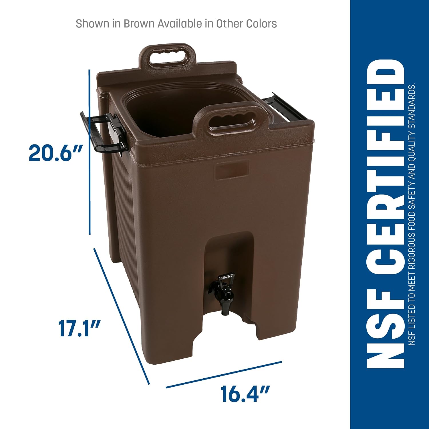 Carlisle FoodService Products Cateraide Insulated Beverage Dispenser with Handles for Catering, Kitchen, and Restaurants, Plastic, 10 Gallons, Brown