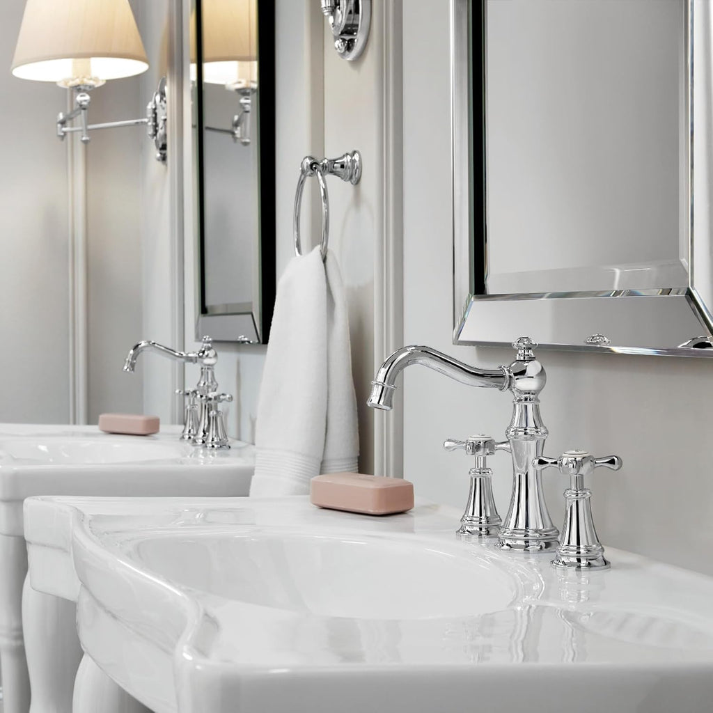 Moen Weymouth Chrome Two-Handle Widespread Traditional Bathroom Faucet Trim Kit, Valve Included, TVS42108