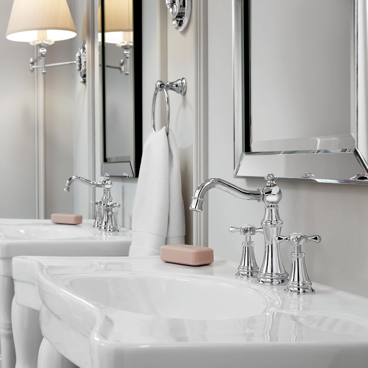 Moen Weymouth Chrome Two-Handle Widespread Traditional Bathroom Faucet Trim Kit, Valve Included, TVS42108