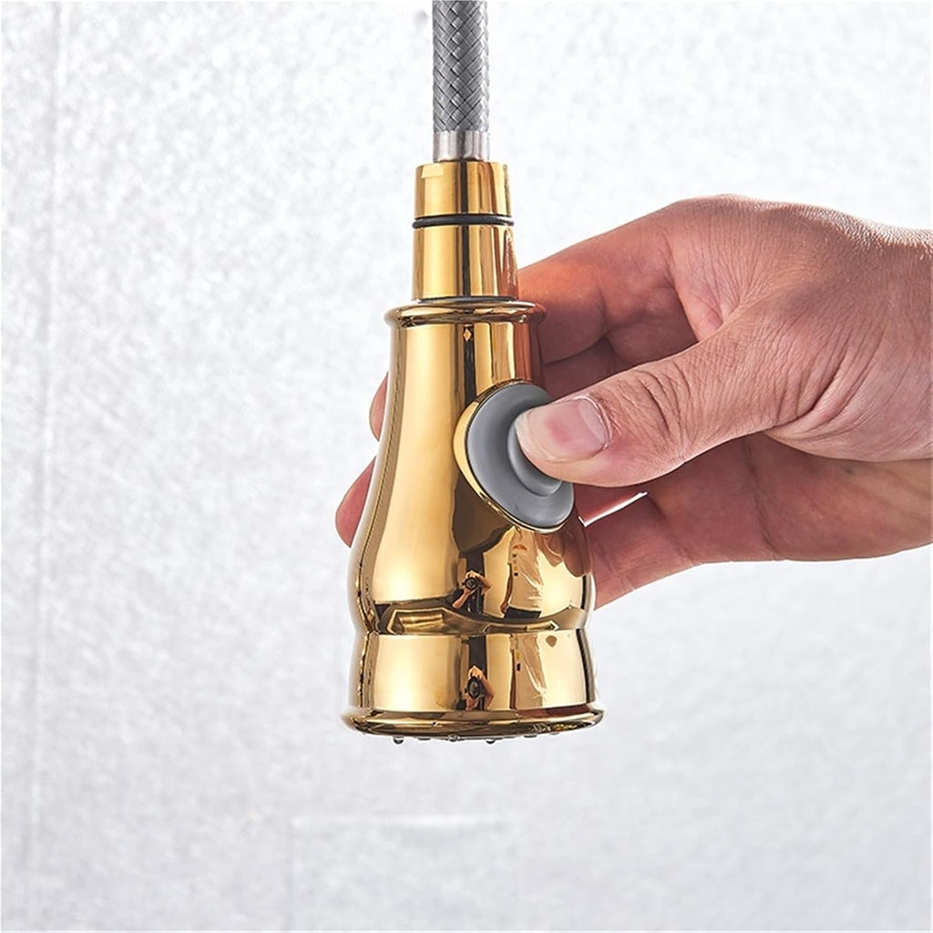 360 Rotation Pull-Out Kitchen Faucet - Hot and Cold Water Sink Mixer Tap for Kitchen(Polisehd Gold)