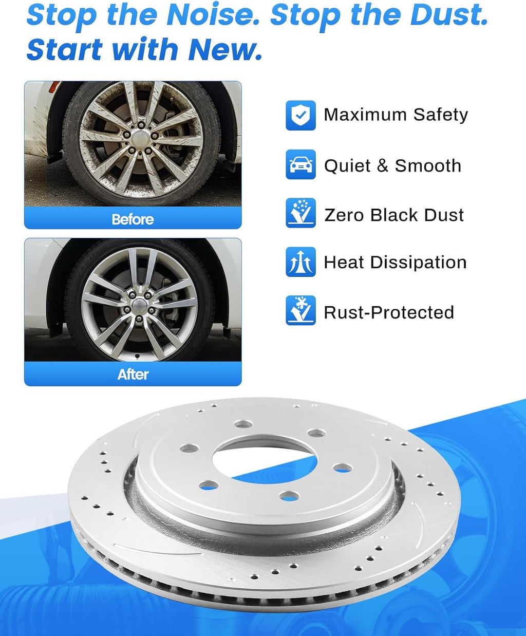 Anpulsero Brake Pads And Rotors Kit Front Compatible with 2000-2004 Nissan Xterra, 03-04 Frontier, Automotive Replacement Brake Kits Geomet 31158 D830-7703 Drilled And Slotted Rotors 283.1mm(11.1in)