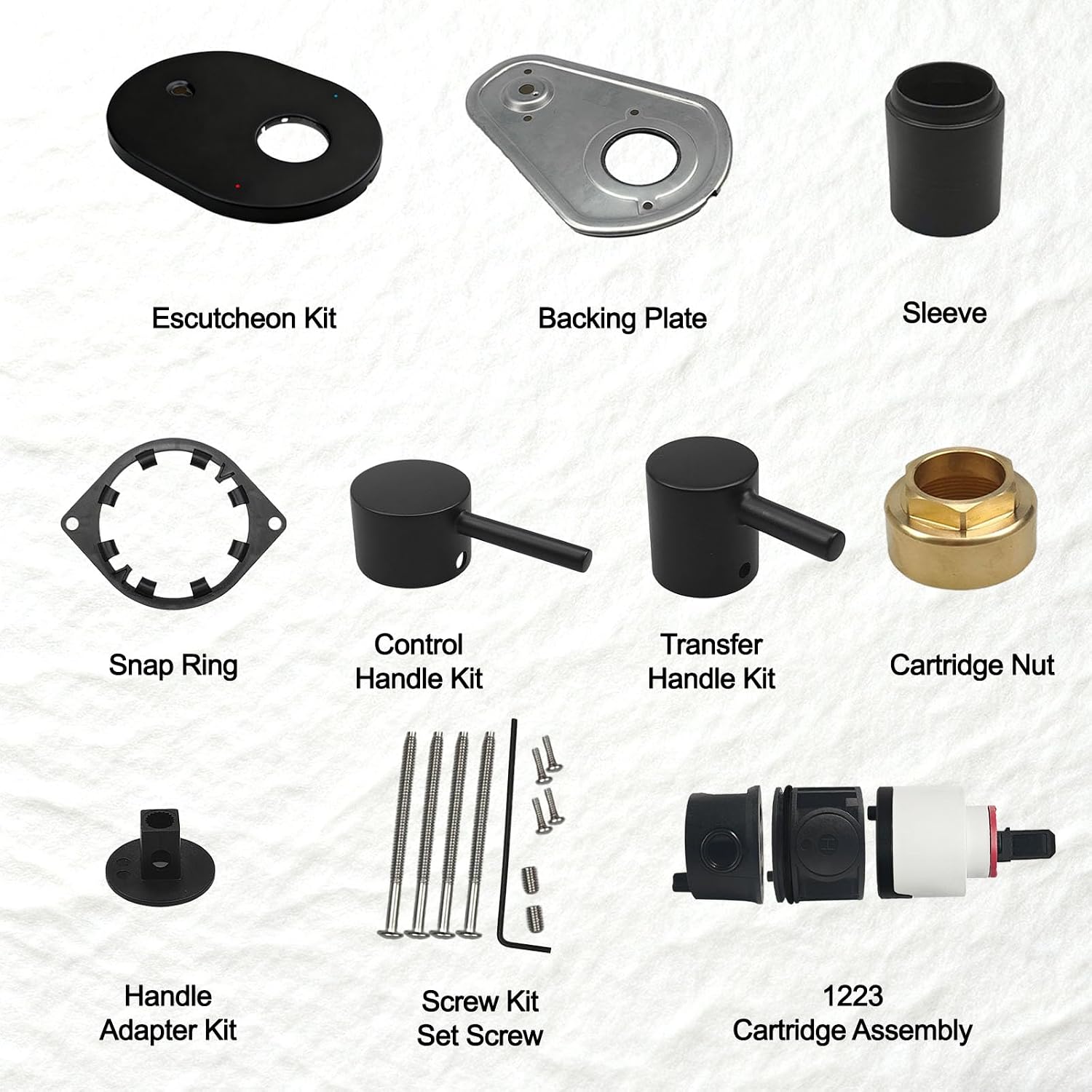 UT3290BL Matte Black Shower Valve Trim Kit for Moen Align M-CORE 3-Series 2-Handle Shower Faucet Trim, Shower Handle Trim Includes 1213 Cartridge for Moen U232 U362 M-CORE Mixing Valve, Valve Required