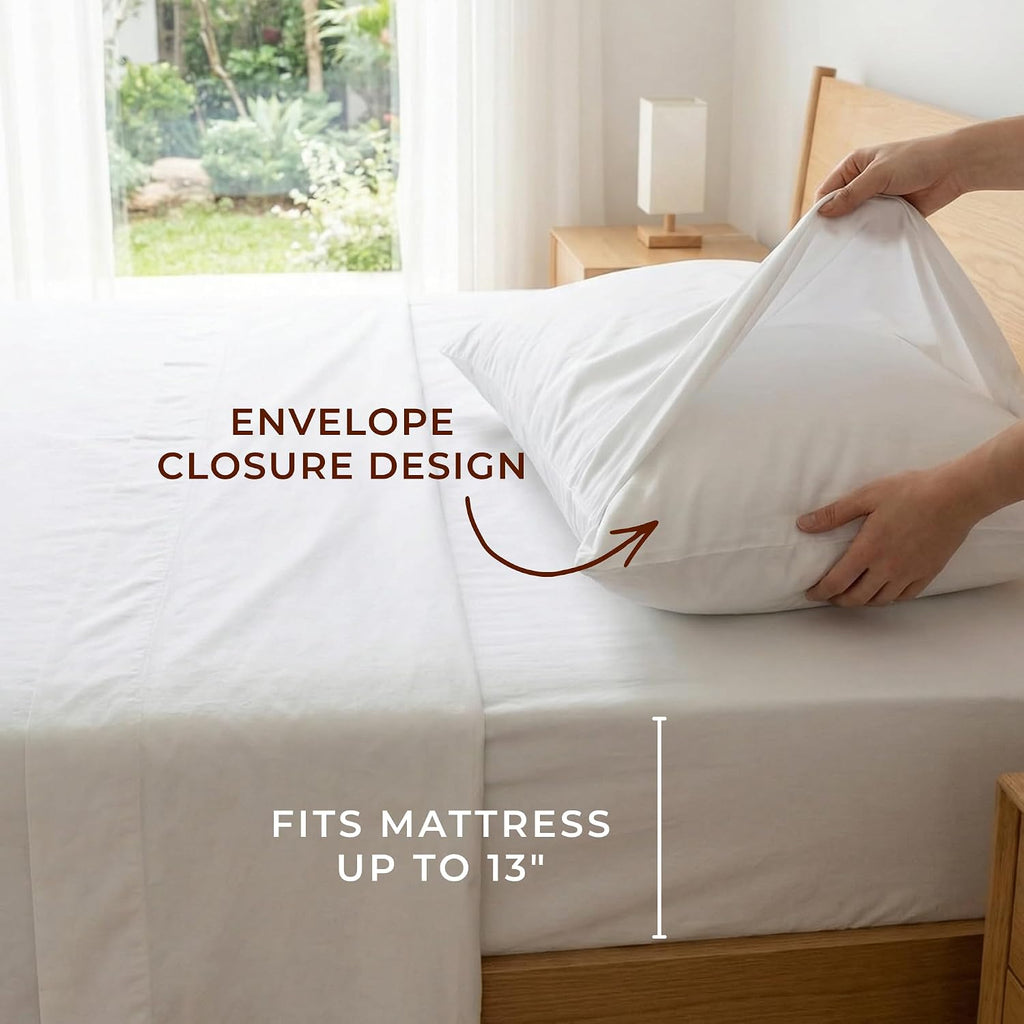 Peru Pima 415 Thread Count Percale Full Sheet Set - 100% Peruvian Pima Cotton, 4 Piece (Flat, Fitted, 2 Pillowcases) - Cooling, Crisp, Deep Pocket, Hotel Quality Bedding - White