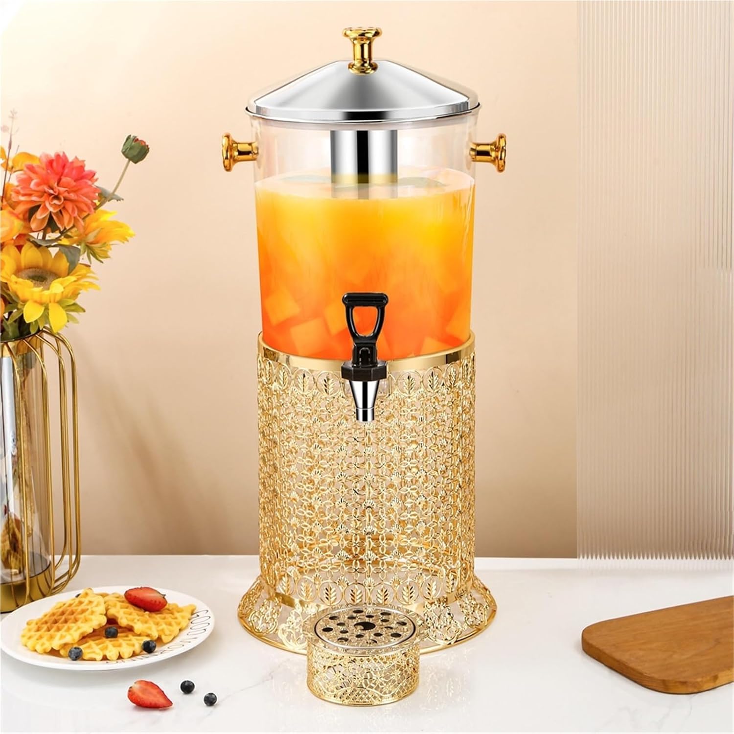 Beverage Dispenser,Juice Round Beverage Bucket Juice Bucket Wine Dispenser with Faucet Drink Tower