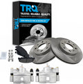 TRQ Front Brake Pad and Rotor Set Semi Metallic Vented Rotors Calipers Compatible with 1990-2000 Honda Civic 1993-1997 Civic del Sol 1990-1991 CRX