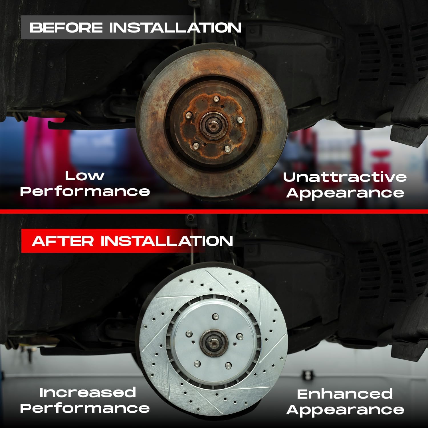 R1 Concepts Rear Brake Kit Fits 2010-2023 Lexus GX460; 2010-2024 Toyota 4Runner; 2010-2014 Toyota FJ| Off-Road/Tow Brake Pads and Drilled Slotted Brake Rotors| 12.3' Rear