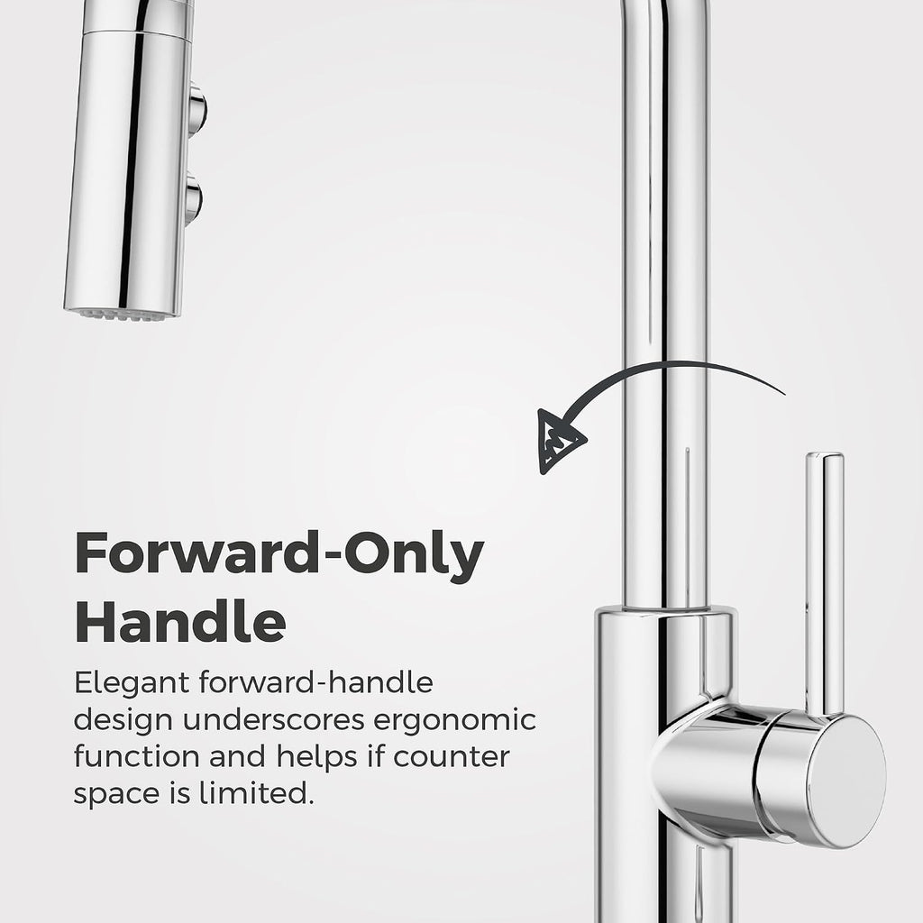 Pfister Zanna Kitchen Faucet with Pull Down Sprayer and Soap Dispenser, Single Handle, High Arc, NSF Certified, Polished Chrome Finish, F5297ZNRC