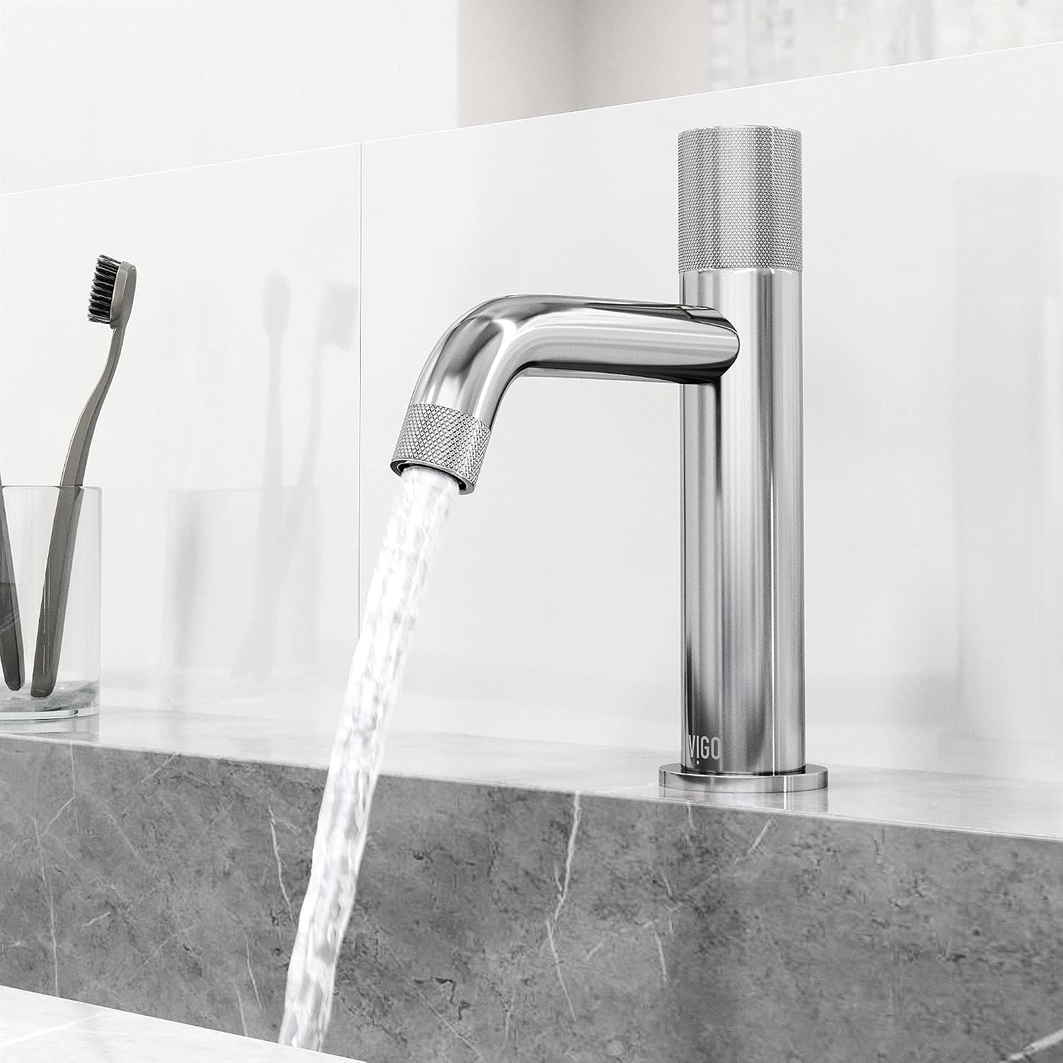 VIGO Apollo Single-Handle Single-Hole Mount Bathroom Sink Faucet, 8-Inch, Chrome, Modern Design, Solid Brass, 1.2 GPM WaterSense & Ceramic Disc Valve, Corrosion-Resistant