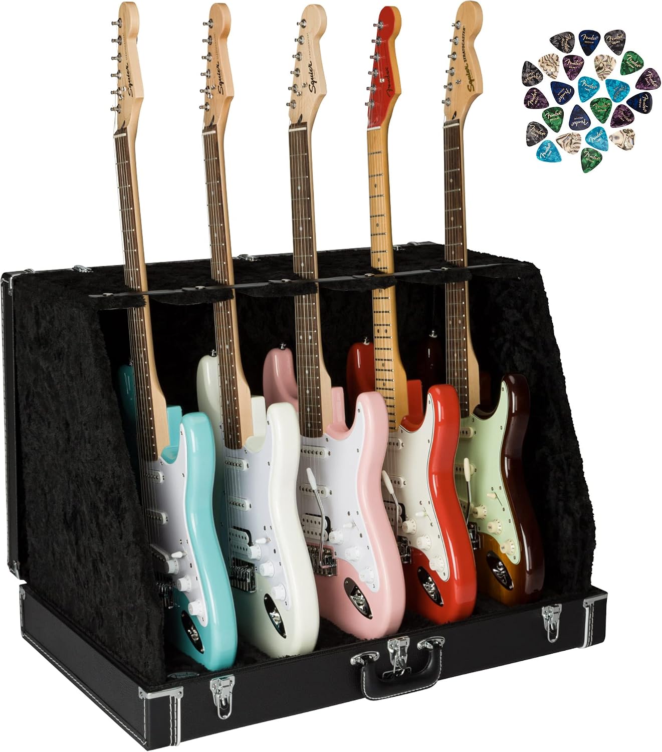 Fender Classic Series Case Stand - 5 Guitars Black Bundle with Austin Bazaar Exclusive 24-Pack Picks