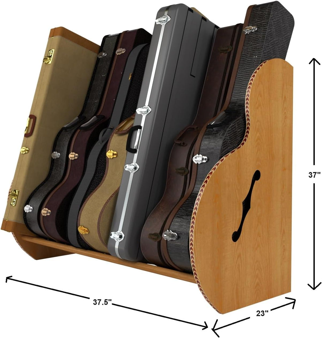 A&S Crafted Products Guitar Case Rack for Acoustics & Electrics - The Studio Deluxe (Grande) | Red Oak | Made in U.S.A.