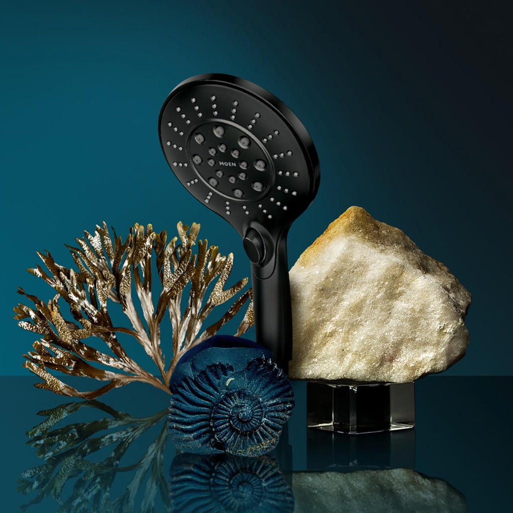 Moen Engage Magnetix Six-Function 5.5-Inch Handheld Showerhead with Magnetic Docking System, Matte Black, 3662EPBL