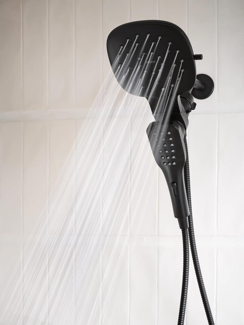 Moen Verso Matte Black Infiniti Dial Square Standard Shower Head With Detachable Hand Shower Combo, 7-Inch Spray Head, 220C4EPBL