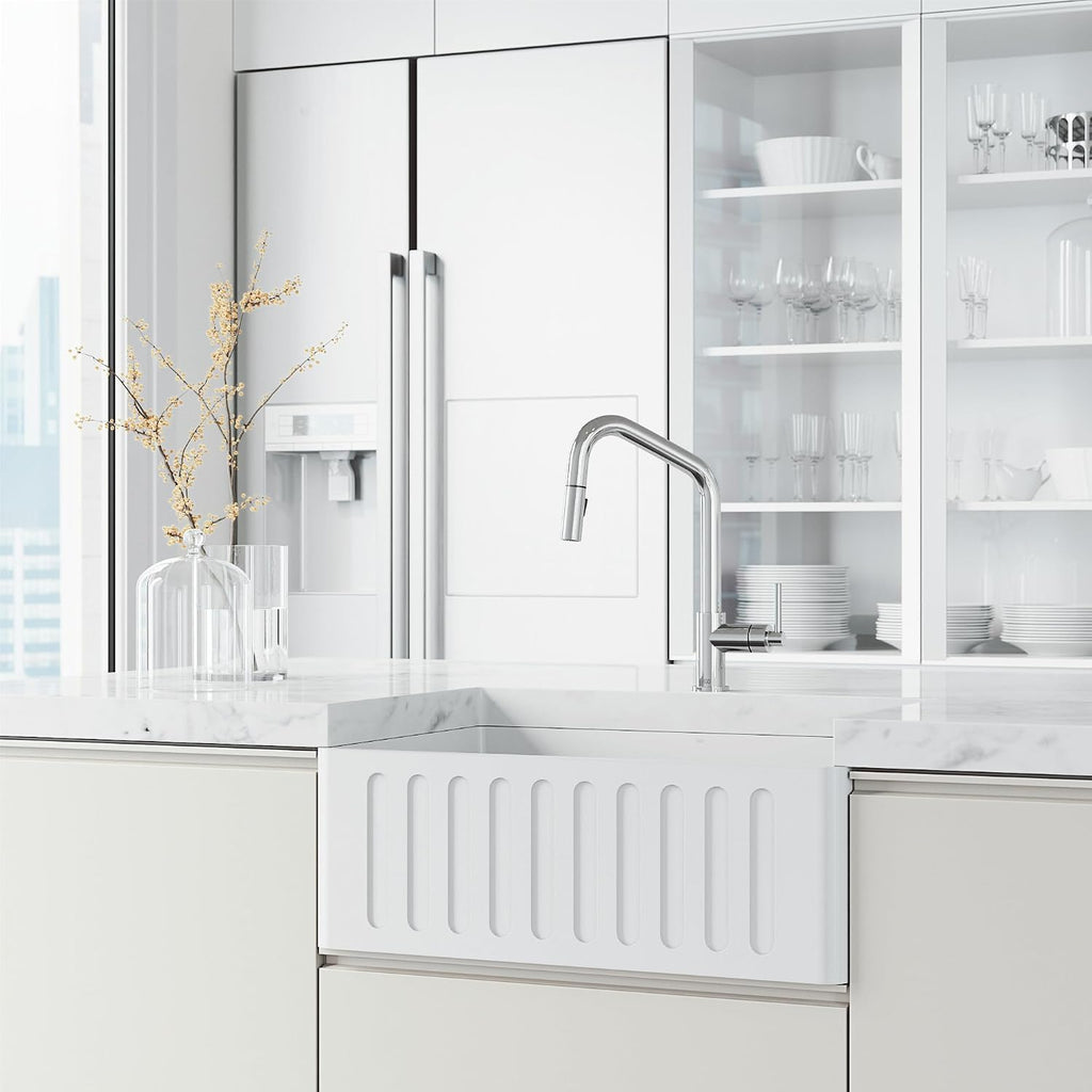 VIGO Utopia 15'' H Single Handle Pull-Down Sprayer Kitchen Bar Faucet in Chrome-VG02038CH