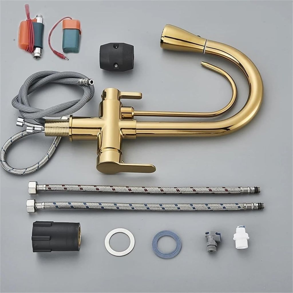Smart Sensor Pure Water Kitchen Faucet 2 Model Spout Taps Deck Mount Daul Handle Filtered Cold Hot Water Mixer(Antique Brass)