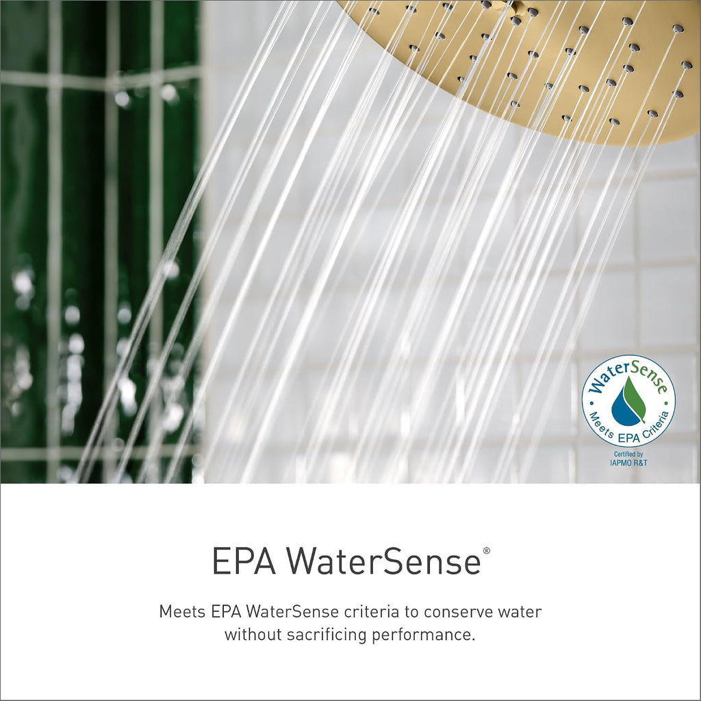 Moen Matte Black One-Function 6-3/4 Inch Wide Eco-Performance Rain Showerhead with Immersion Rainshower Technology, S178EPBL