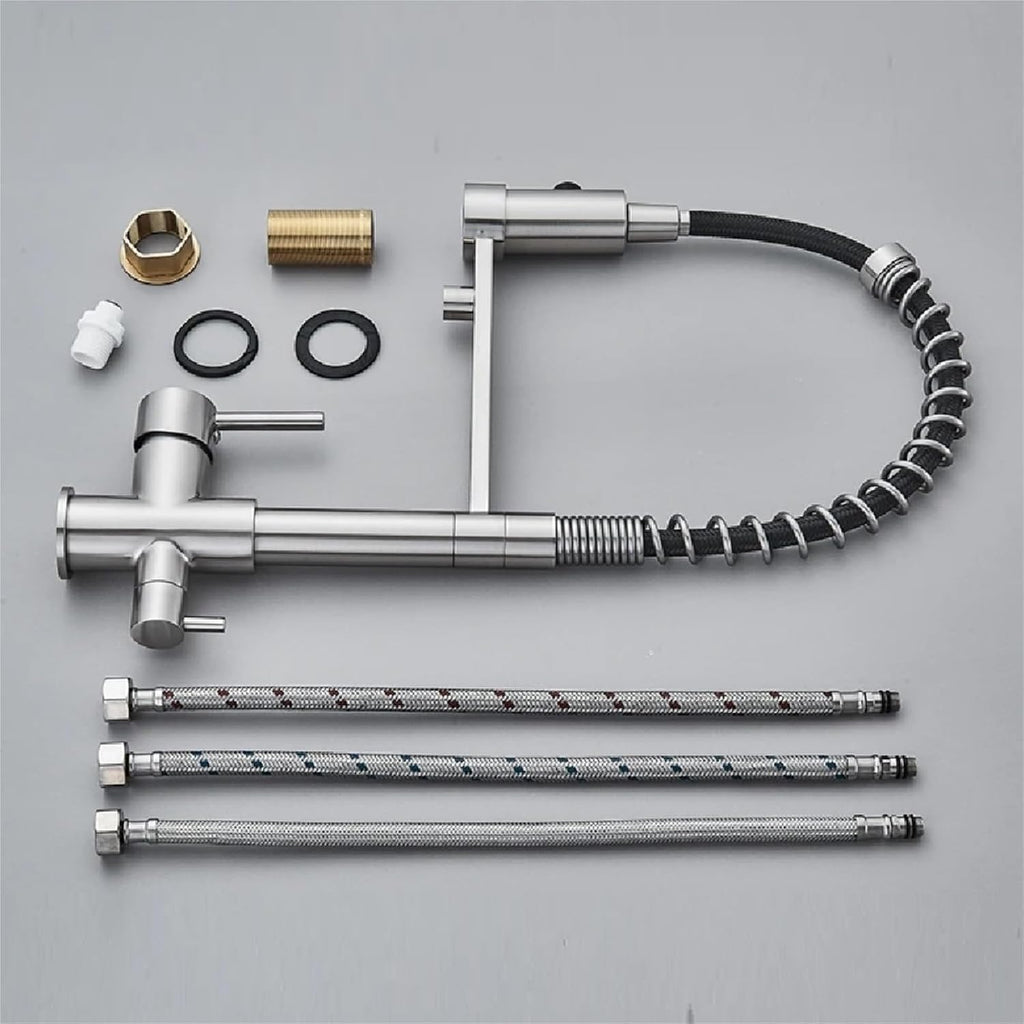 Filtered Kitchen Faucet Pure Drinking Water Brass Kitchen Tap Daul Spout Water Purifier Faucet(Brushed Nickel)
