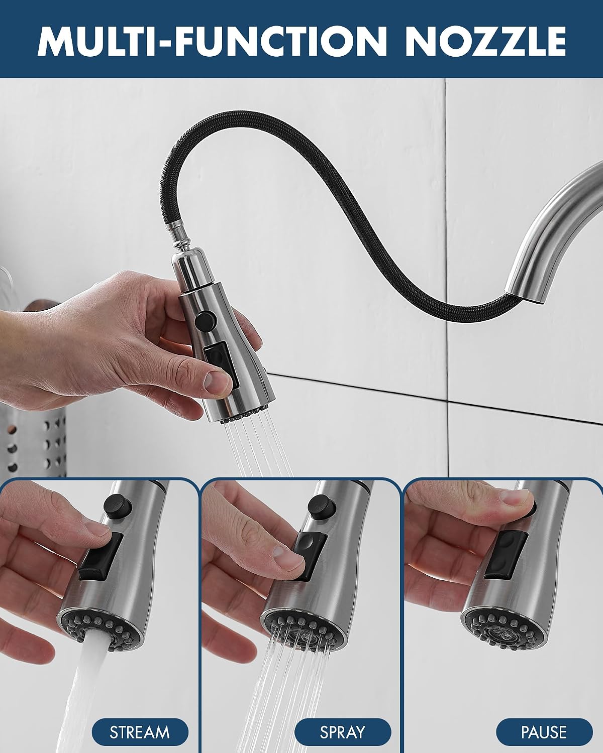 GIMILI Touchless Kitchen Faucet with Pull Down Sprayer Motion Sensor Hands-Free Smart Activated Brushed Nickel Sink Faucets