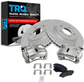 TRQ Performance Front Brake Pad and Rotor Set Ceramic Coated Drilled Slotted Vented Rotors Calipers Compatible with 2008-2013 Nissan Rogue 2014-2015 Rogue Select