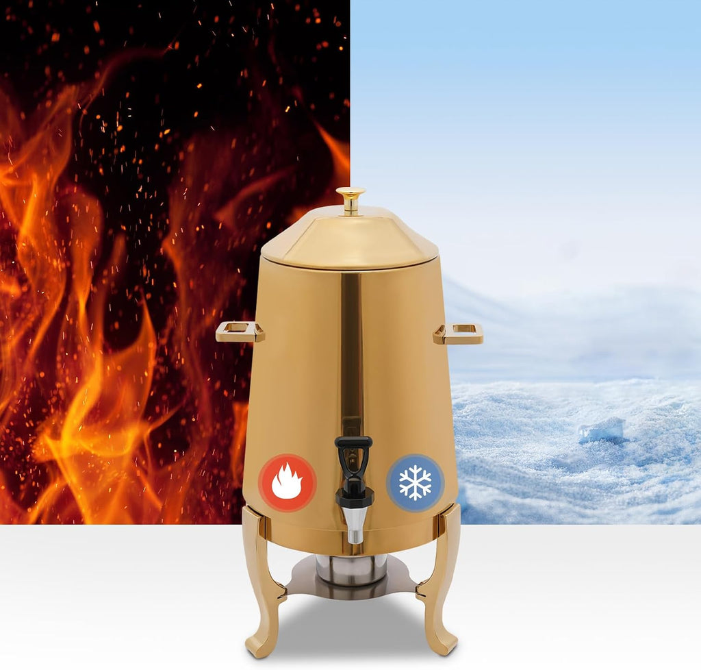 13L/3.4 Gal Hot Beverage Dispenser Can with Faucet,110V Electric Coffee Urn with 2 Heating Methods,95-185℉ Stainless Steel Hot Drinks Dispenser for Hotel Restaurant (Gold)
