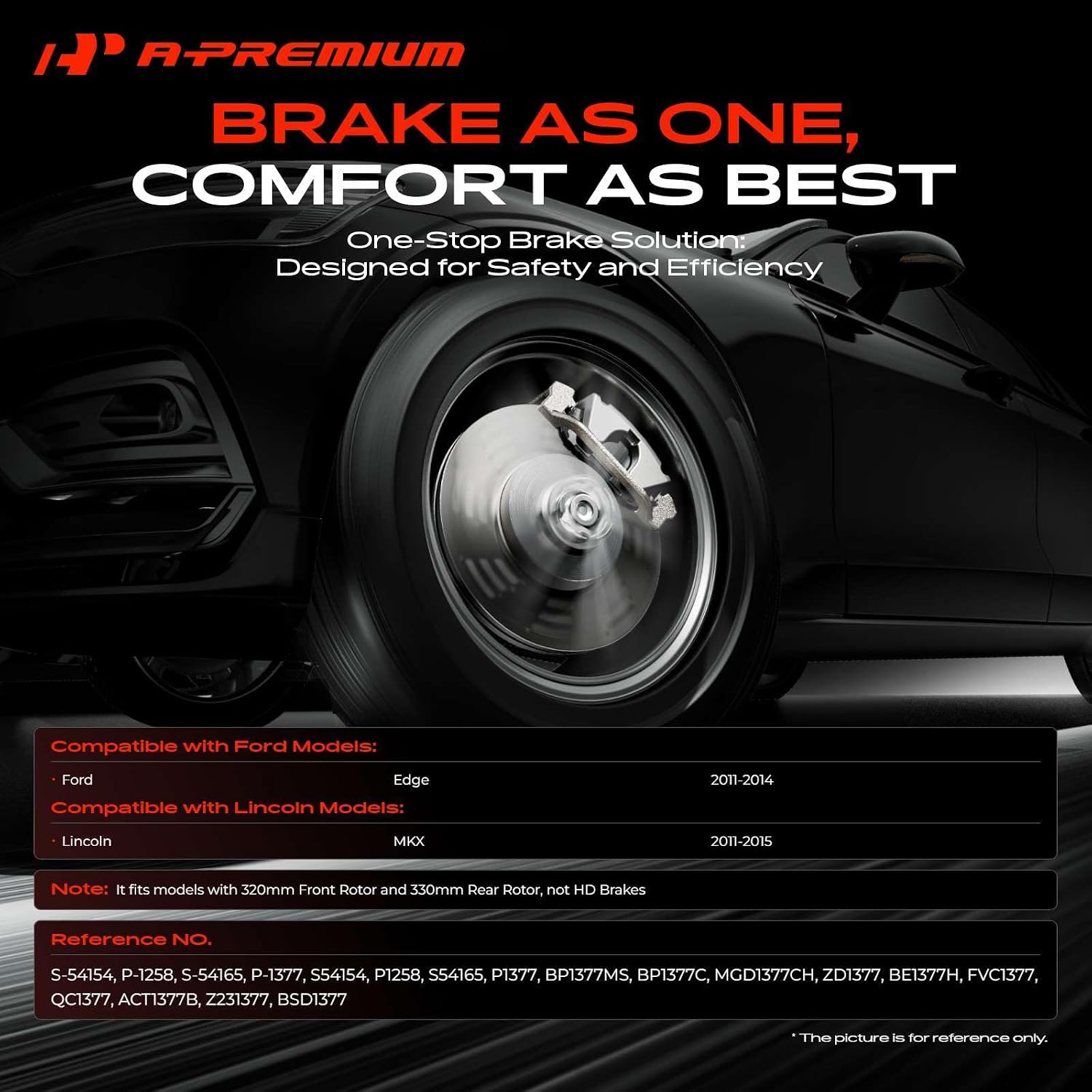 A-Premium Front and Rear Drilled and Slotted Disc Brake Rotors + Ceramic Pads Kit Compatible with Select Ford and Lincoln Models - Edge 2011-2014, MKX 2011-2015, 12-PC Set
