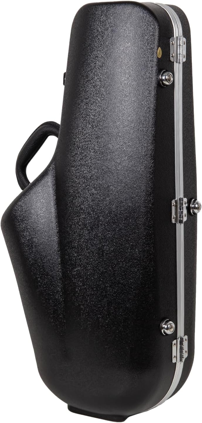 Crossrock Alto Saxophone Case – Contoured Black Diamond Texture, Deep Red Velvet Interior, Accessory Pocket, Security Lock & Detachable Strap (CRA865ASBK)