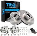 TRQ Front Brake Pad and Rotor Set Semi Metallic Rotors Calipers Compatible with 2005-2015 Toyota Tacoma