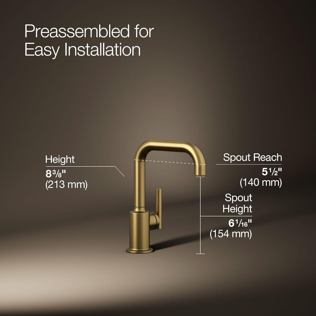 Kohler K-24077-2MB Purist Beverage Faucet, Vibrant Brushed Moderne Brass