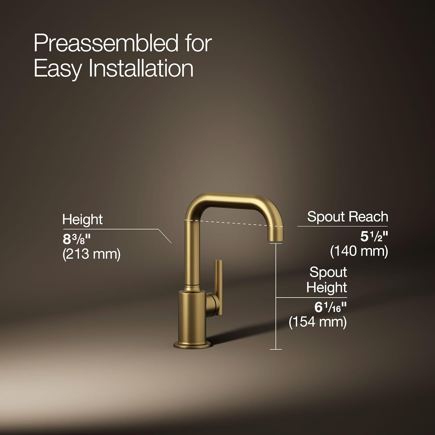Kohler K-24077-2MB Purist Beverage Faucet, Vibrant Brushed Moderne Brass
