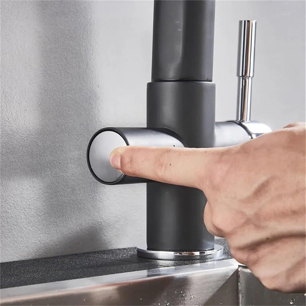 Purified Kitchen Faucet Spray Stream Modes Click Button Drink Water Hot Cold Filter Mixer Tap(Black and Chrome)