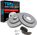 TRQ Performance Front Brake Pad and Rotor Set Ceramic Coated Drilled Slotted Rotors Compatible with 2018-2020 Ford Expedition F-150 Lincoln Navigator